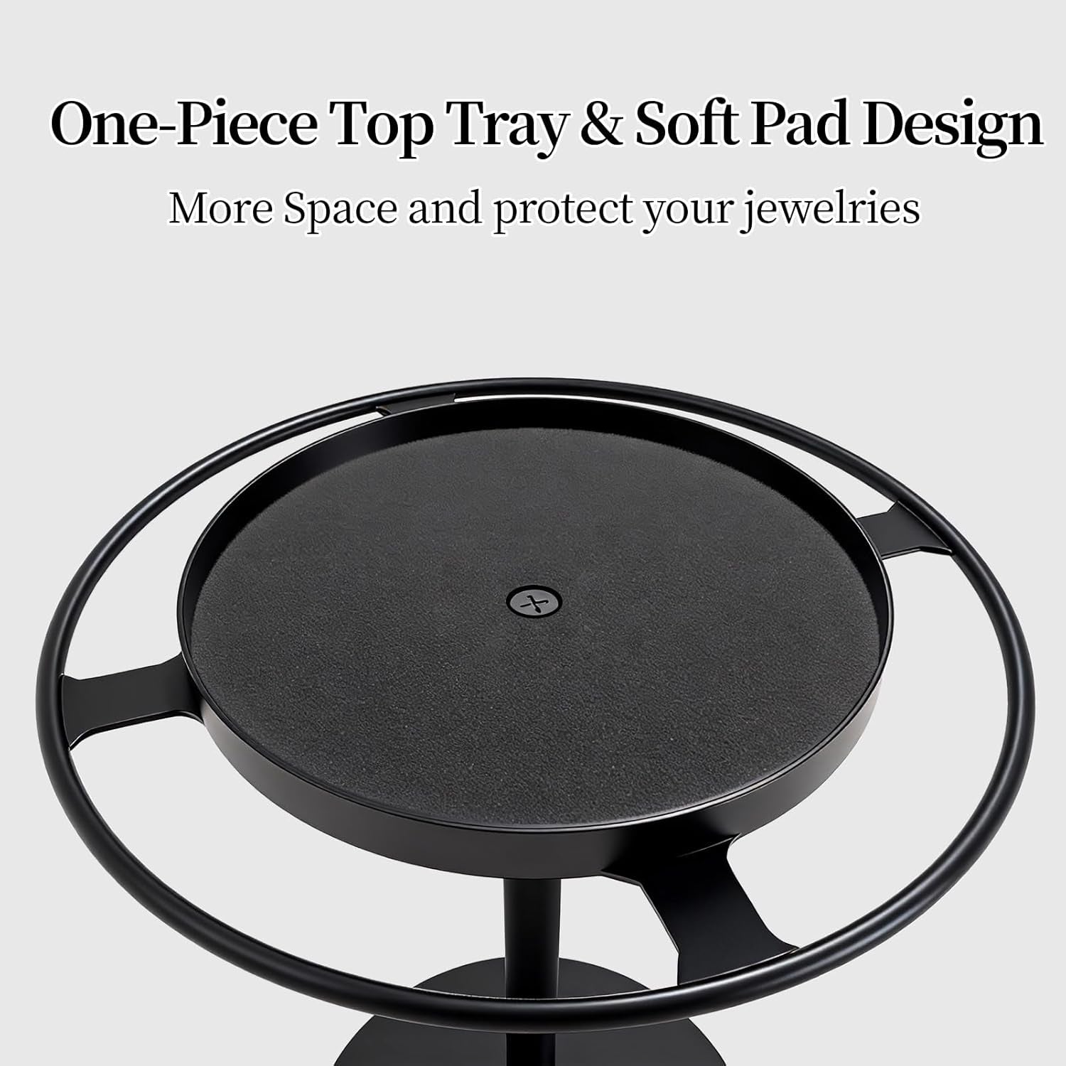 Metal Sunglasses Organizer, Glasses Holder Stand with Storage Tray | Eyeglasses Holder with Anti-Slip Pads for Tabletop, Desk, Dresser, Matte Black