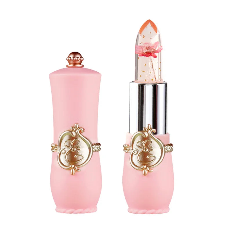 Crystal Flower Jelly Lipstick, Long Lasting Nutritious Lip Balm Lips Moisturizer Temperature Color Change Lip Gloss