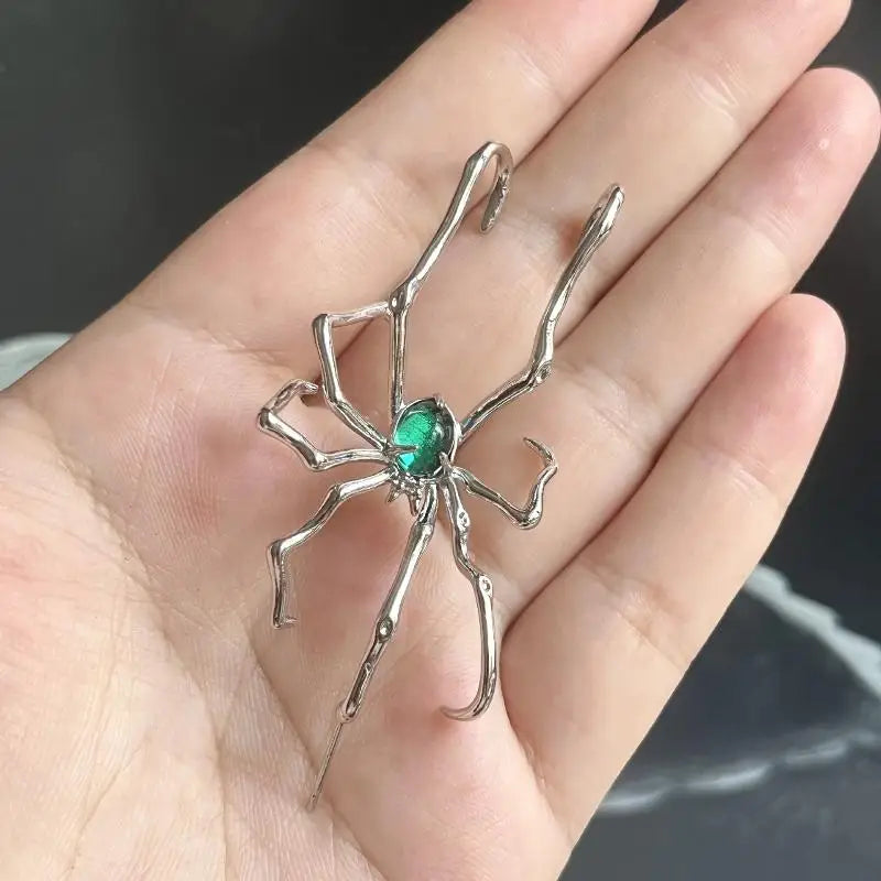 For Unisex Halloween Party Accessories Gothic Dark Spider Crawl Fashion Dangle Stud Piercing Ear Bone Clip