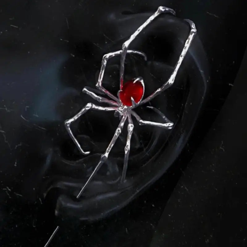 For Unisex Halloween Party Accessories Gothic Dark Spider Crawl Fashion Dangle Stud Piercing Ear Bone Clip