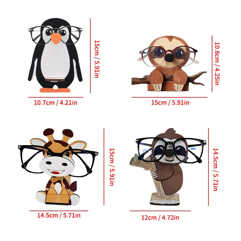 Cartoon Animal Glasses Holder Stand Wooden Eyeglass Storage Organizer Sunglasses Display Rack Creative Home Office Desk Decor