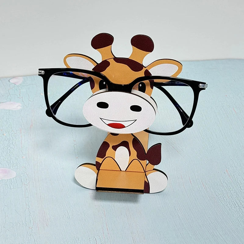 Cartoon Animal Glasses Holder Stand Wooden Eyeglass Storage Organizer Sunglasses Display Rack Creative Home Office Desk Decor